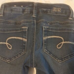 Justice Jeans Girls Super Skinny Straight Leg Distressed Jeans 6 Slim